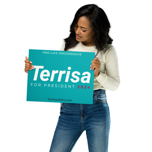 Terrisa 2024 campaign small metal sign